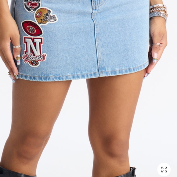 Denim Mini Skirt with Patches - Picture 2 of 2